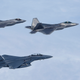 Illustration for article titled Play Fight: Lightning II, Raptor, Rafale, and Typhoon Compete For An Atlantic Trident